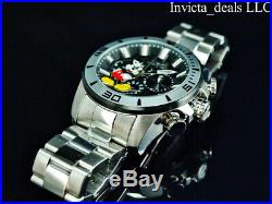 Invicta Disney Men's 48mm Pro Diver Chronograph BLACK DIAL Silver Tone SS Watch