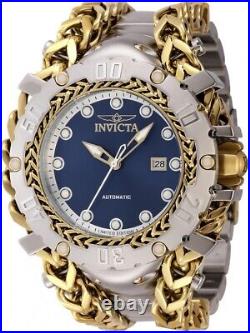 Invicta Gladiator Silver Blue Dial Automatic Men's Bracelet Gold Chain Watch
