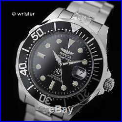 Invicta Grand Diver Automatic 24 Jewel Black Silver Stainless Steel Mens Watch
