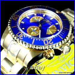 Invicta Grand Diver Master Calendar Gold Plated Steel Blue 47mm Watch New