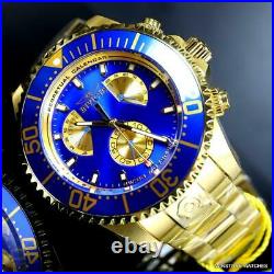 Invicta Grand Diver Master Calendar Gold Plated Steel Blue 47mm Watch New