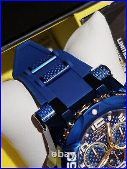 Invicta MAMMOTH Blue Glass Fiber Dial Gold Chronograph mens watch