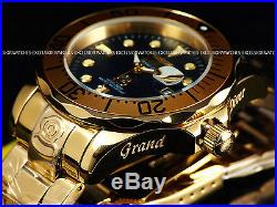 Invicta Men 300M Grand Diver Automatic Polished 18K Gold IP Black MOP Dial Watch