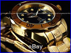 Invicta Men 300M Grand Diver Automatic Polished Black MOP Dial 18K Gold IP Watch