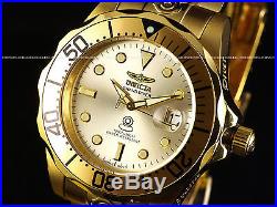 Invicta Men 300M Grand Diver NH35 Automatic 18KGP Champagne Sunray Dial SS Watch
