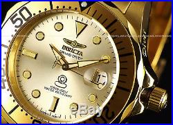Invicta Men 300M Grand Diver NH35 Automatic 18KGP Champagne Sunray Dial SS Watch