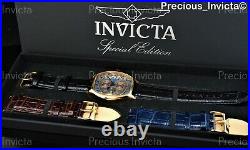 Invicta Men 43mm Lupah Tonneau Specialty Chrono Watch With3 Croco Embossed Straps