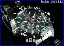 Invicta Men 47mm Pro Diver Chronograph Gunmetal & Red Tone Stainless Steel Watch