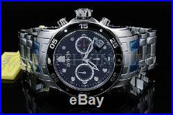 Invicta Men 48 MM Pro Diver Scuba Black Dial Chronograph S. S Bracelet Watch NEW