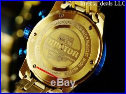 Invicta Men 48mm Aviator Chronograph Blue Dial 18K Gold Plated SS Bracelet Watch