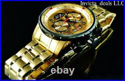 Invicta Men 48mm Aviator Chronograph Gold Dial 18K Gold Plated SS Bracelet Watch