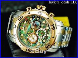 Invicta Men 48mm Pro Diver Chrono Abalone Dial Gold Two Tone Stainless St Watch