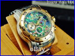 Invicta Men 48mm Pro Diver Chrono Abalone Dial Gold Two Tone Stainless St Watch