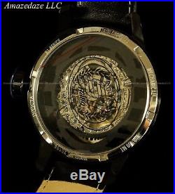 Invicta Men 48mm S1 Rally Skull Mechanical Skeletonized Dial Leather Strap Watch