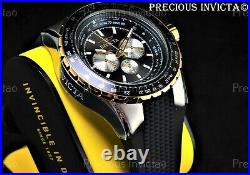 Invicta Men 50mm AVIATOR VOYAGE Multi Function Black Dial Silicone Strap Watch