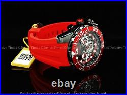 Invicta Men 50mm Candy Red Pro Diver Black Cage Dial Chrono Silicone Strap Watch