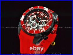 Invicta Men 50mm Candy Red Pro Diver Black Cage Dial Chrono Silicone Strap Watch