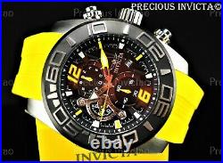 Invicta Men 50mm PRO DIVER Quartz Chrono Black Dial Yellow Strap Silicon Watch