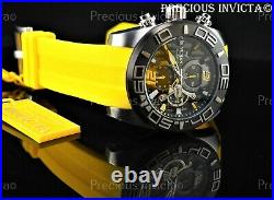 Invicta Men 50mm PRO DIVER Quartz Chrono Black Dial Yellow Strap Silicon Watch