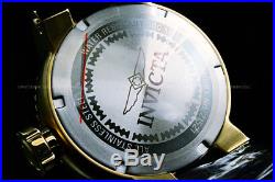 Invicta Men 52MM Grand Pro Diver 18K Gold Plated Blak Dial SS Black Strap Watch