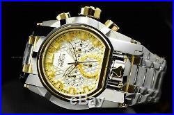 Invicta Men 52mm Bolt Zeus MAGNUM High Polish Silver Gold Chrono Dual Time Watch