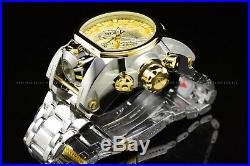 Invicta Men 52mm Bolt Zeus MAGNUM High Polish Silver Gold Chrono Dual Time Watch