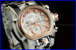 Invicta Men 52mm Bolt Zeus MAGNUM Polish Silver Rose Gold Chrono Dual Time Watch