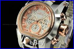 Invicta Men 52mm Bolt Zeus MAGNUM Polish Silver Rose Gold Chrono Dual Time Watch