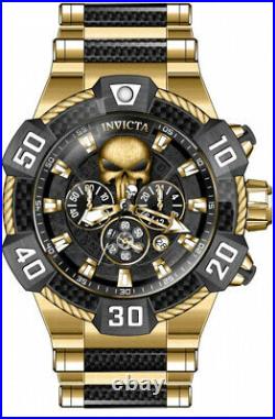 Invicta Men 52mm Marvel Punisher Skeleton Dial Chrono Watch Gold Black SS Watch