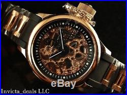 Invicta Men 52mm Mechanical Skeleton Russian Diver 18K Rose Gold Plated SS Watch