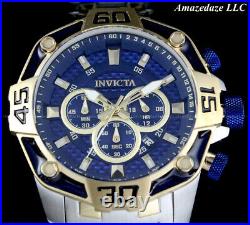 Invicta Men 52mm Pro Diver SCUBA Chronograph BLUE Fiber Glass 2 Tone SS Watch