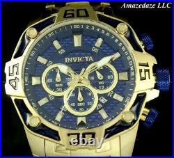Invicta Men 52mm Pro Diver SCUBA Chronograph BLUE Fiber Glass Gold Tone SS Watch