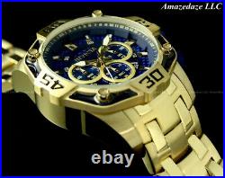 Invicta Men 52mm Pro Diver SCUBA Chronograph BLUE Fiber Glass Gold Tone SS Watch
