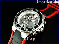 Invicta Men 52mm Pro Diver TURBO Chronograph SILVER DIAL Black/Red Tone SS Watch