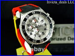 Invicta Men 52mm Pro Diver TURBO Chronograph SILVER DIAL Black/Red Tone SS Watch