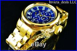 Invicta Men 52mm Russian Diver Multi Function Blue Dial 18K Gold Plated SS Wtach