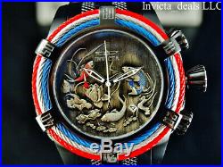 Invicta Men 54mm Bolt Zeus Tri Cable Koi Fish & Dragon COMBAT Triple Black Watch