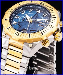 Invicta Men AVIATOR BLUE Dial 18K SILVER CHRONOGRAPH Elegant Fashion Gold Watch