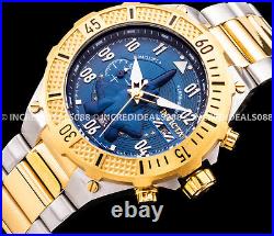 Invicta Men AVIATOR BLUE Dial 18K SILVER CHRONOGRAPH Elegant Fashion Gold Watch