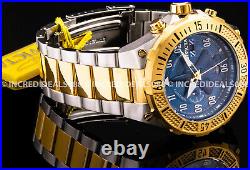 Invicta Men AVIATOR BLUE Dial 18K SILVER CHRONOGRAPH Elegant Fashion Gold Watch