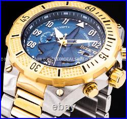 Invicta Men AVIATOR BLUE Dial 18K SILVER CHRONOGRAPH Elegant Fashion Gold Watch