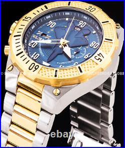 Invicta Men AVIATOR BLUE Dial 18K SILVER CHRONOGRAPH Elegant Fashion Gold Watch