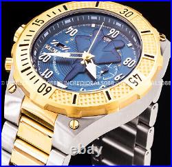 Invicta Men AVIATOR BLUE Dial 18K SILVER CHRONOGRAPH Elegant Fashion Gold Watch