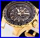 Invicta Men AVIATOR CHRONOGRAPH Gold Black Dial White Strap Multi Function Watch