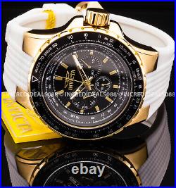 Invicta Men AVIATOR CHRONOGRAPH Gold Black Dial White Strap Multi Function Watch