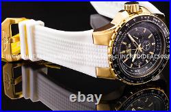 Invicta Men AVIATOR CHRONOGRAPH Gold Black Dial White Strap Multi Function Watch