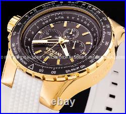 Invicta Men AVIATOR CHRONOGRAPH Gold Black Dial White Strap Multi Function Watch