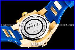 Invicta Men BOLT CHRONOGRAPH 18K GOLD Plated Case Blue Dial Strap SS 52mm Watch