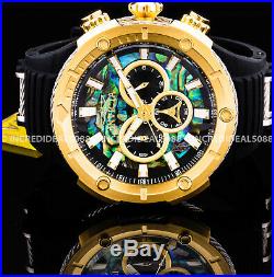 Invicta Men Bolt Chronograph Abalone DiaI Gold Tone Bezel Black Strap 52mm Watch