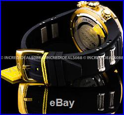 Invicta Men Bolt Chronograph Abalone DiaI Gold Tone Bezel Black Strap 52mm Watch